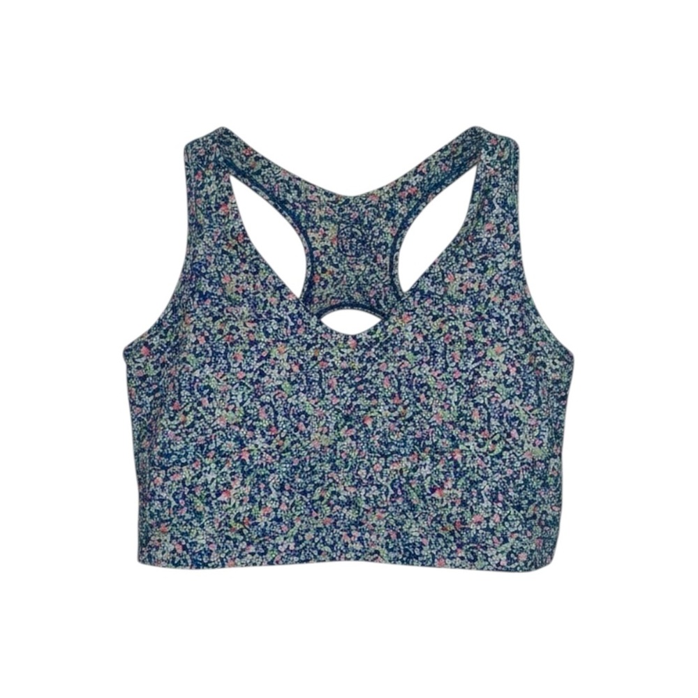 Sage Collection Longline Sports Bra Floral Racerback Cutout V-Neck Women’s Large